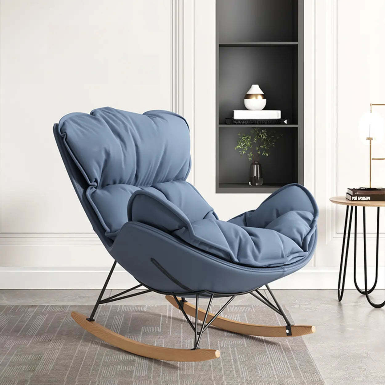 Orange Stain Resistant Upholstered Rocking Chair