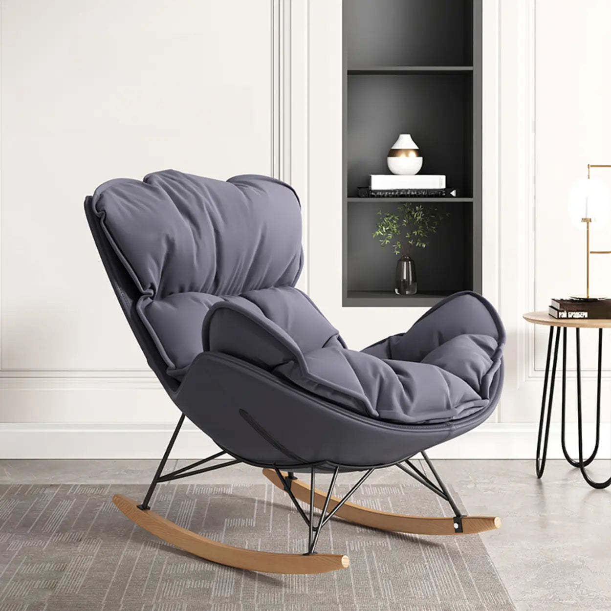 Orange Stain Resistant Upholstered Rocking Chair