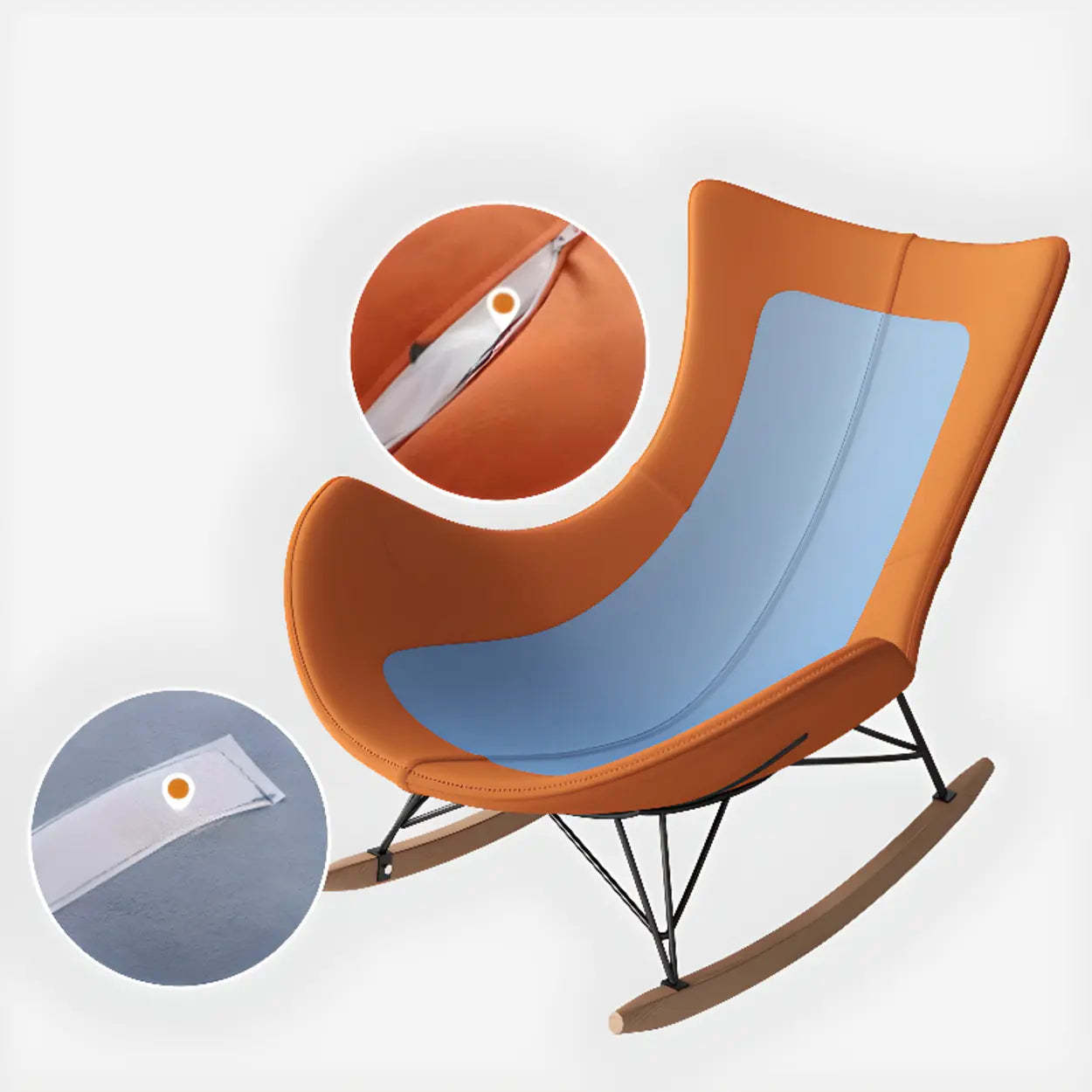 Orange Stain Resistant Upholstered Rocking Chair