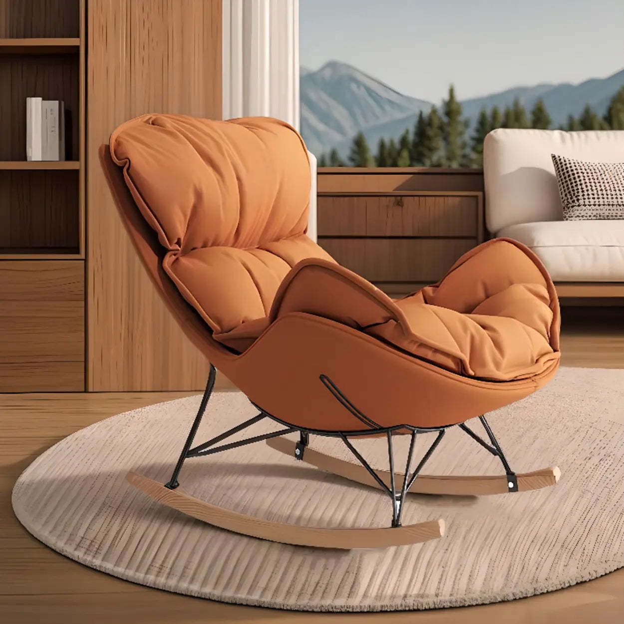 Orange Stain Resistant Upholstered Rocking Chair — Gray