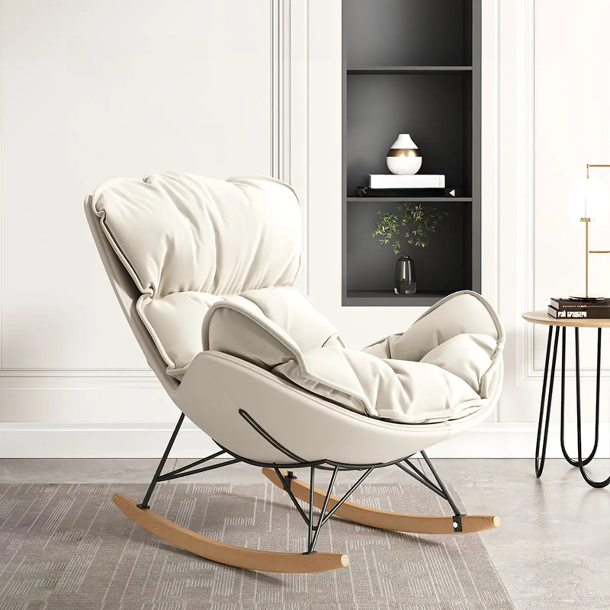Orange Stain Resistant Upholstered Rocking Chair — Orange