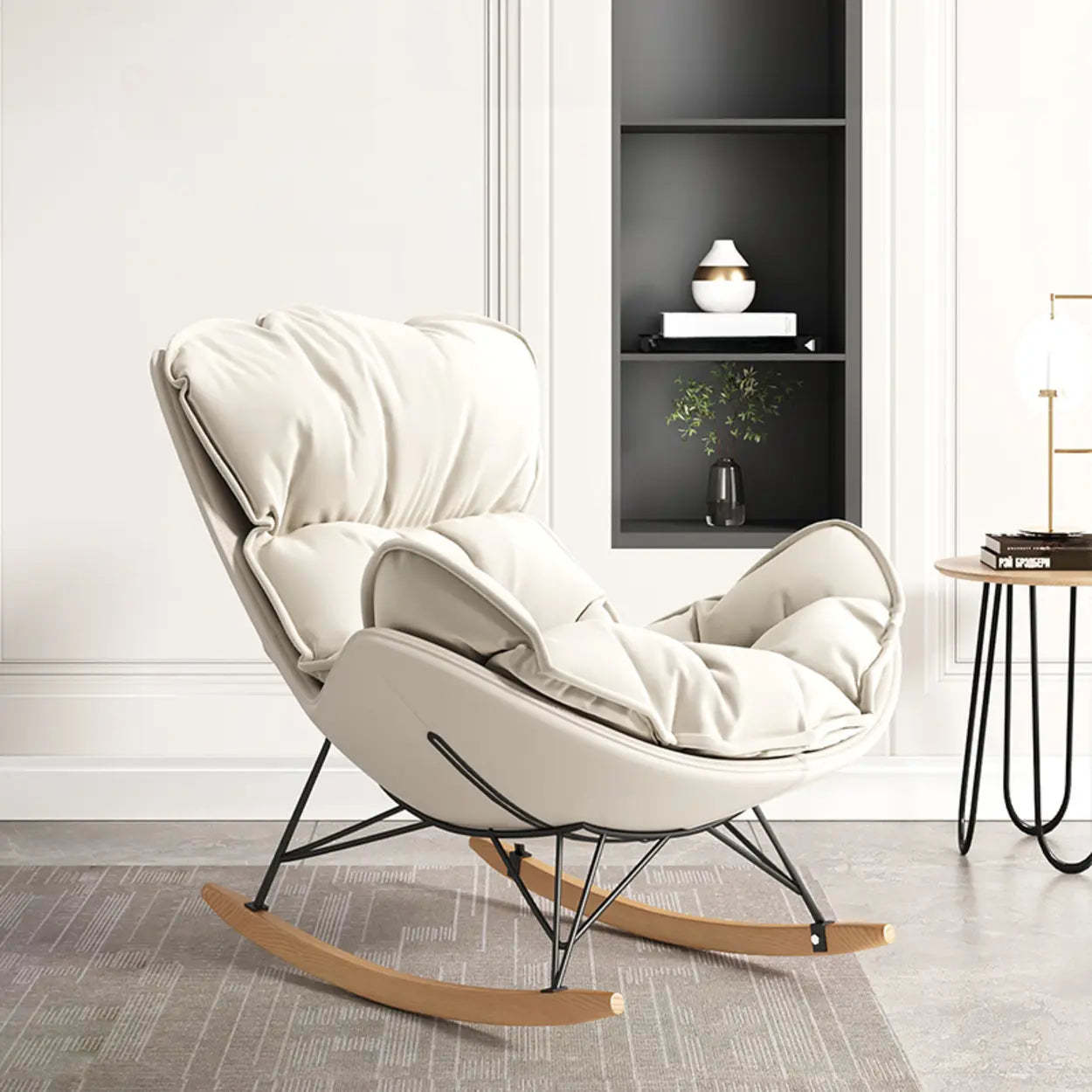 Orange Stain Resistant Upholstered Rocking Chair — Orange