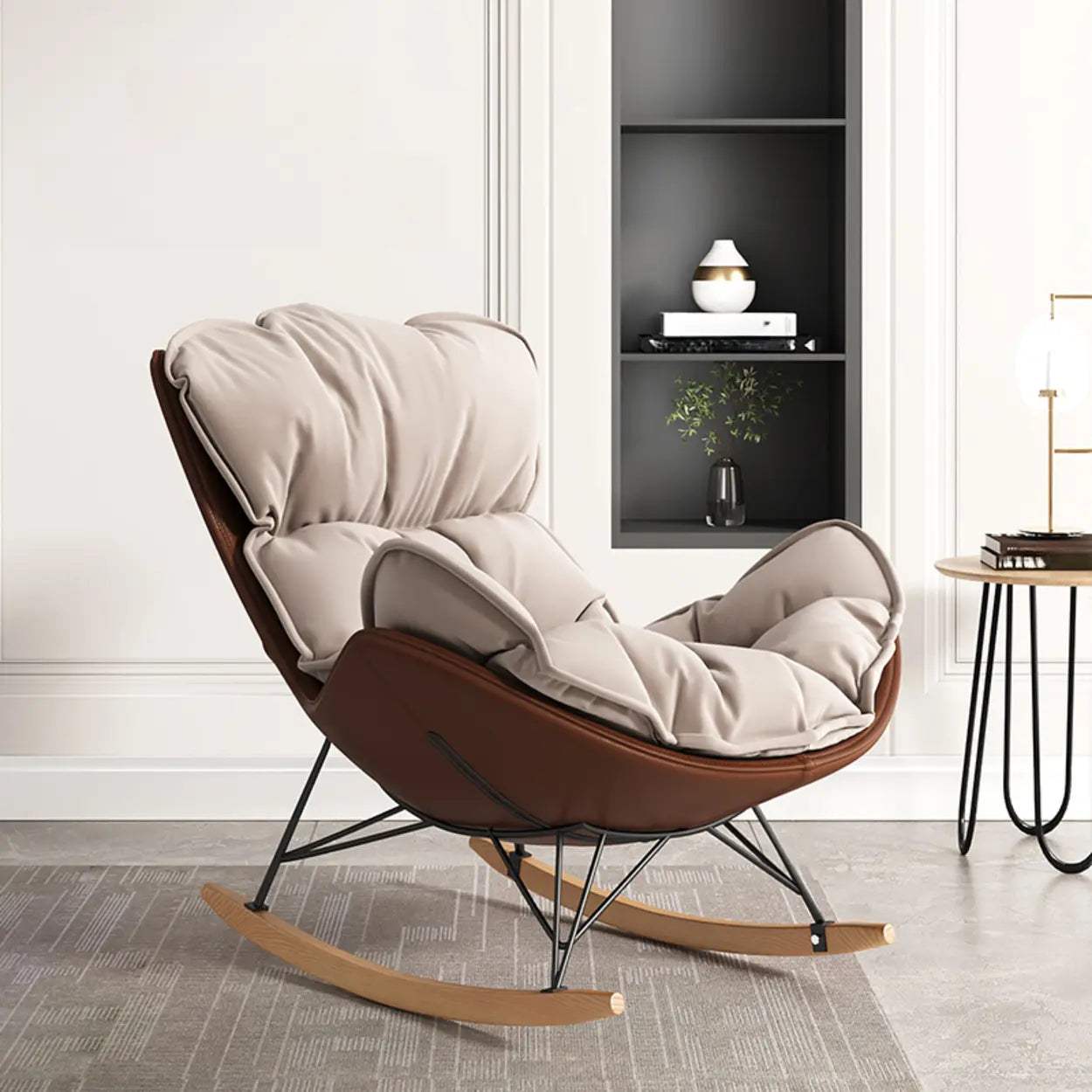 Orange Stain Resistant Upholstered Rocking Chair — Khaki