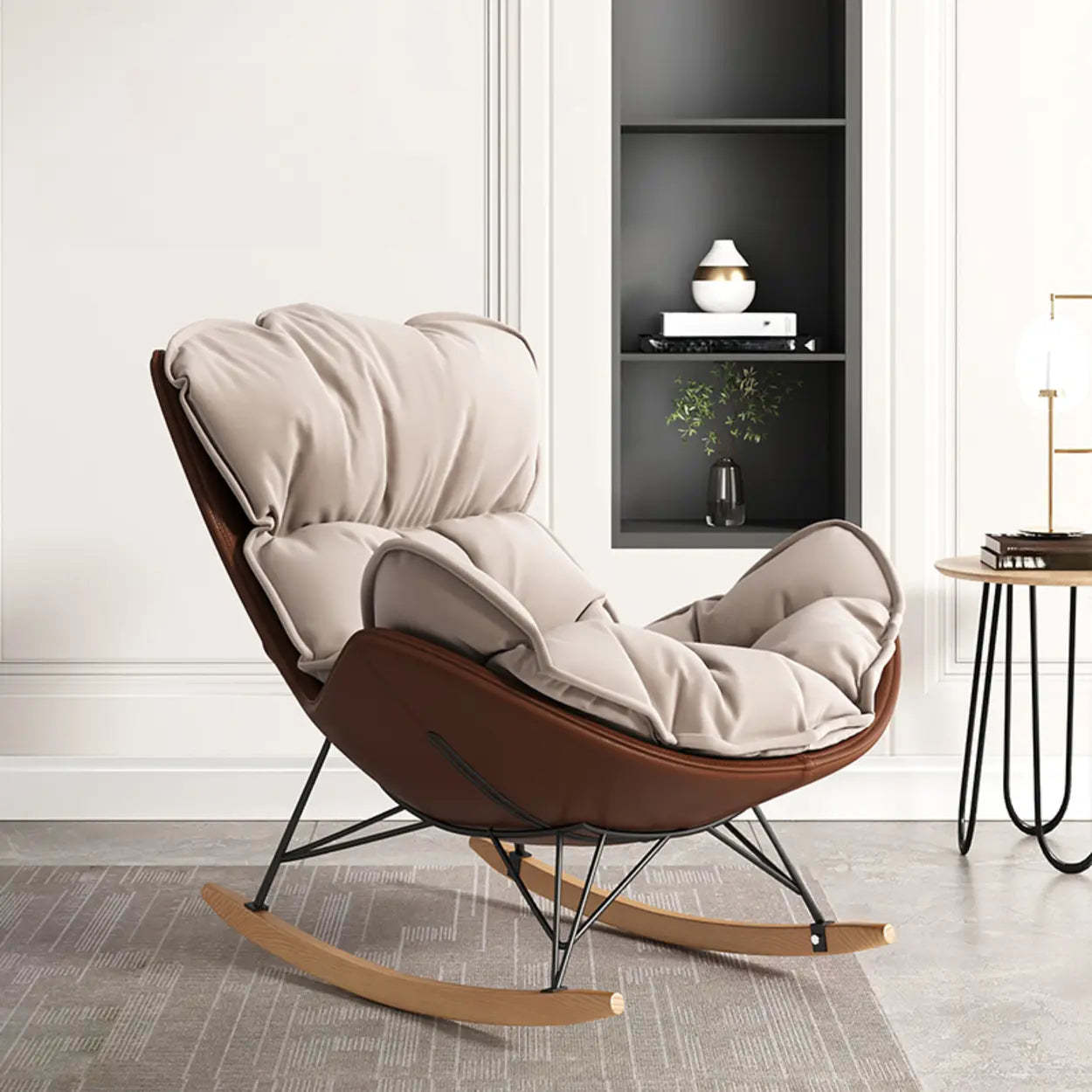 Orange Stain Resistant Upholstered Rocking Chair — Khaki