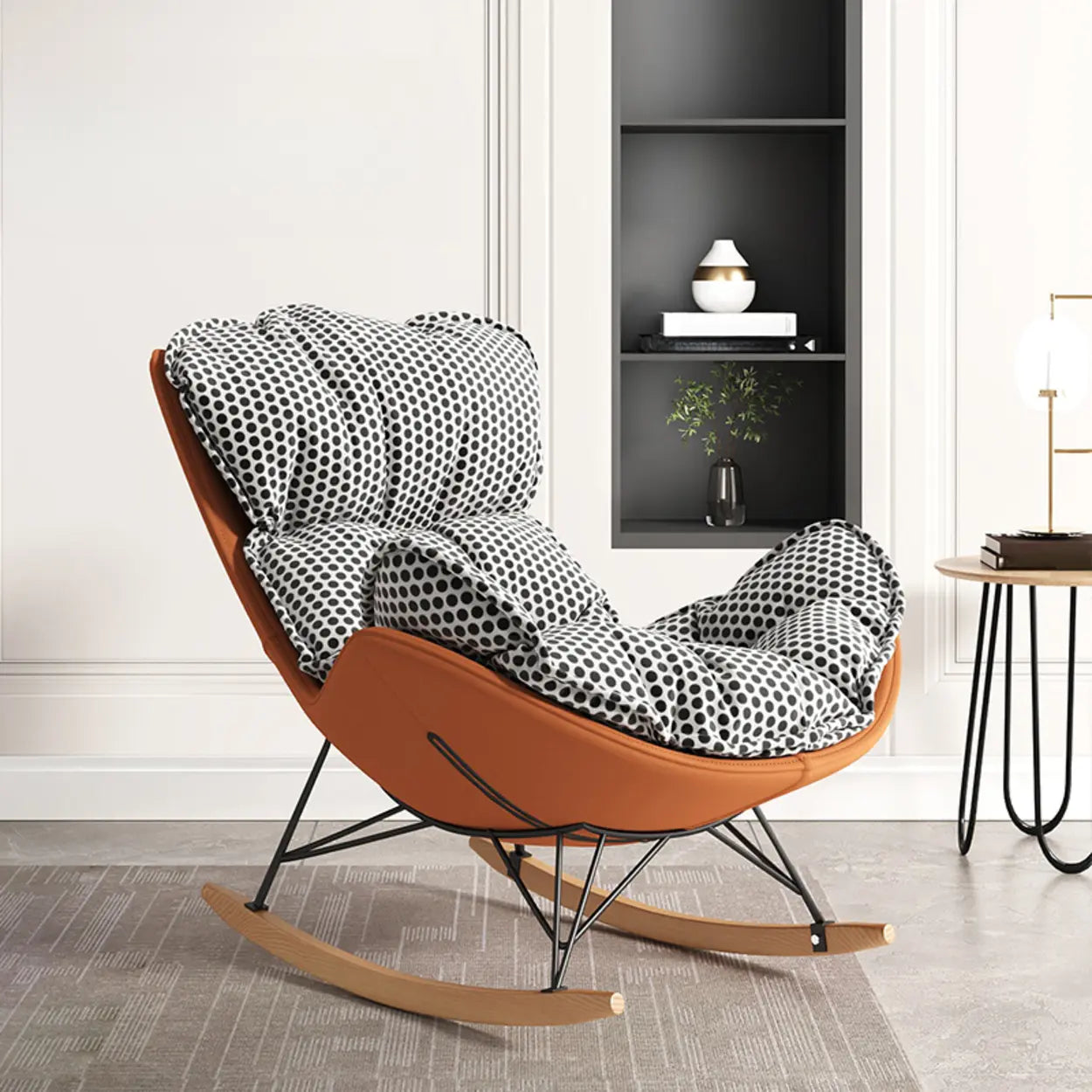 Orange Stain Resistant Upholstered Rocking Chair — Dark Blue