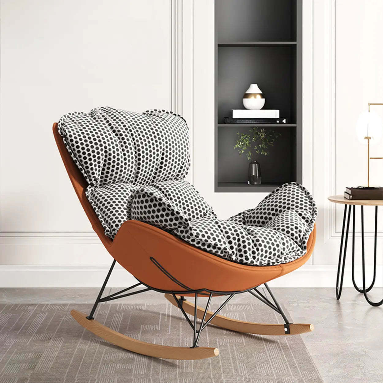 Orange Stain Resistant Upholstered Rocking Chair — Dark Blue