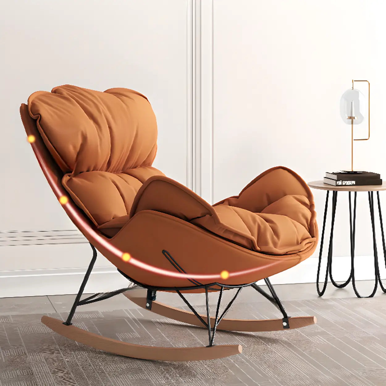 Orange Stain Resistant Upholstered Rocking Chair
