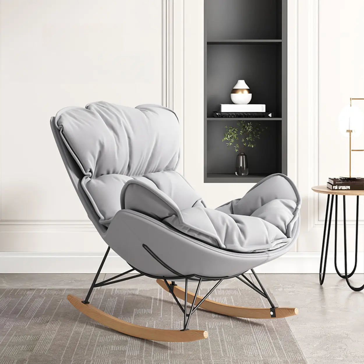Orange Stain Resistant Upholstered Rocking Chair
