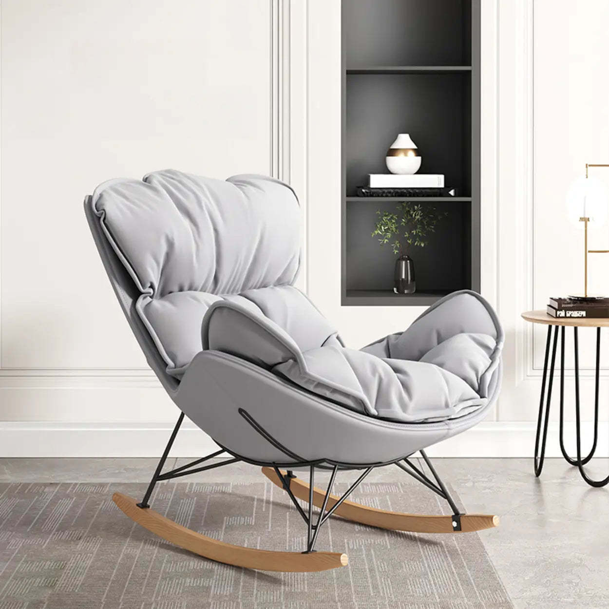 Orange Stain Resistant Upholstered Rocking Chair