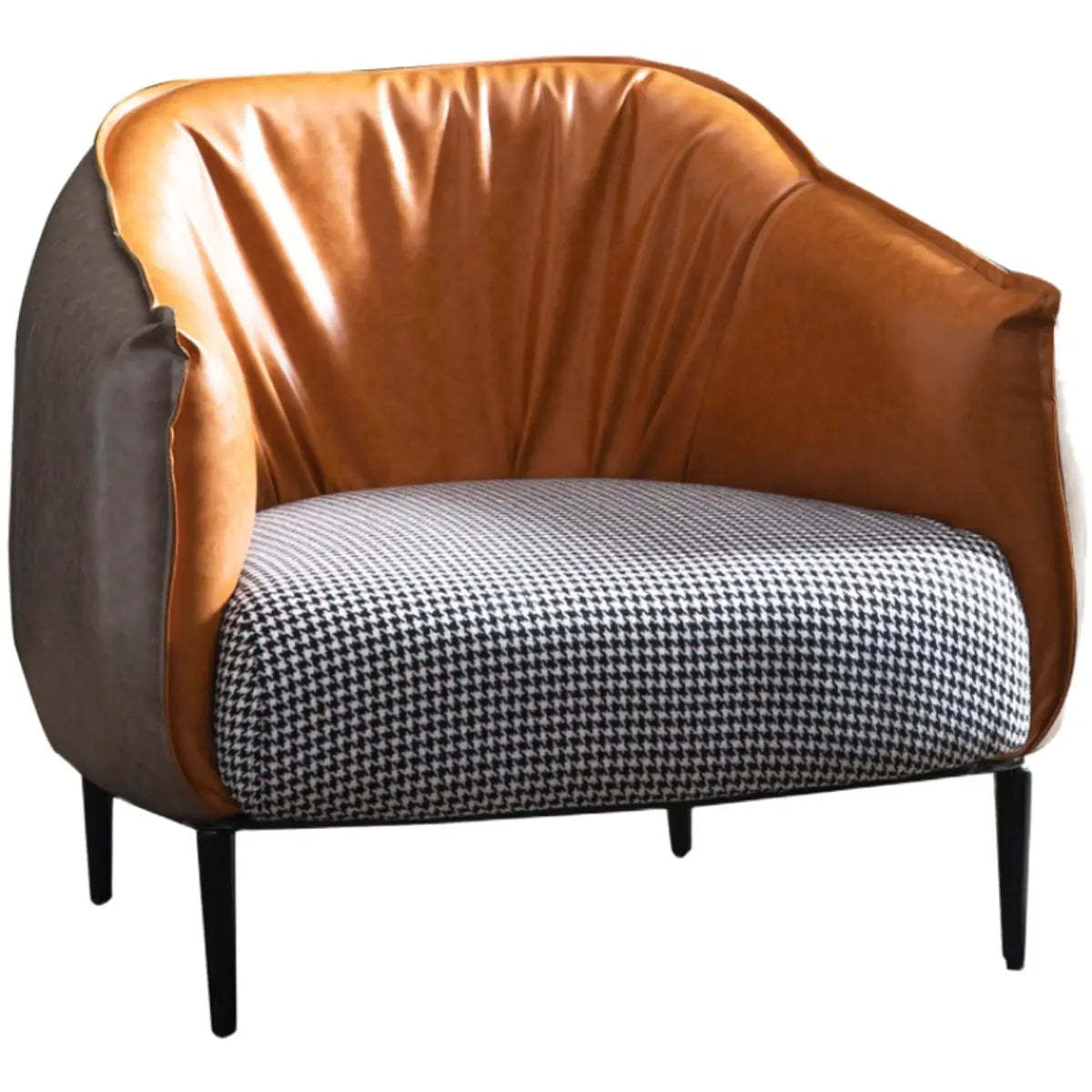 Orange Houndstooth Linen Fill Arm Chair