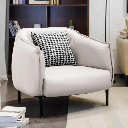 Orange Houndstooth Linen Fill Arm Chair