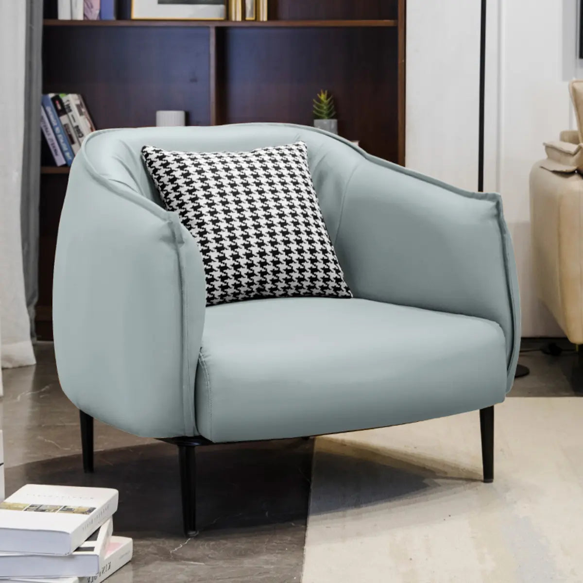 Orange Houndstooth Linen Fill Arm Chair