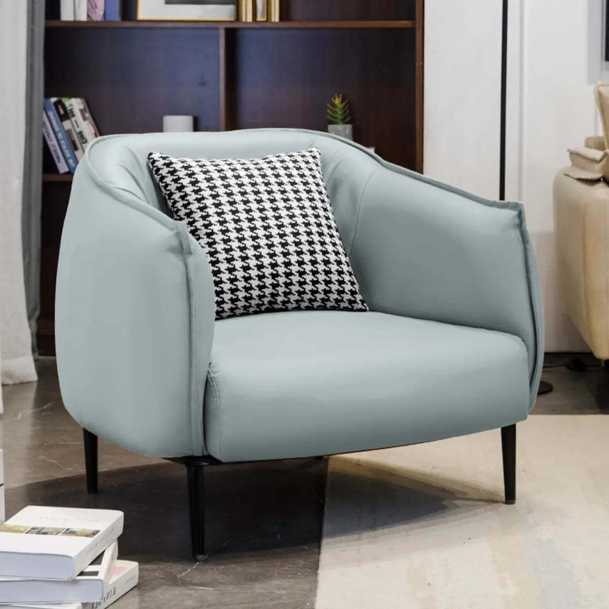 Orange Houndstooth Linen Fill Arm Chair