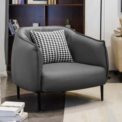 Orange Houndstooth Linen Fill Arm Chair