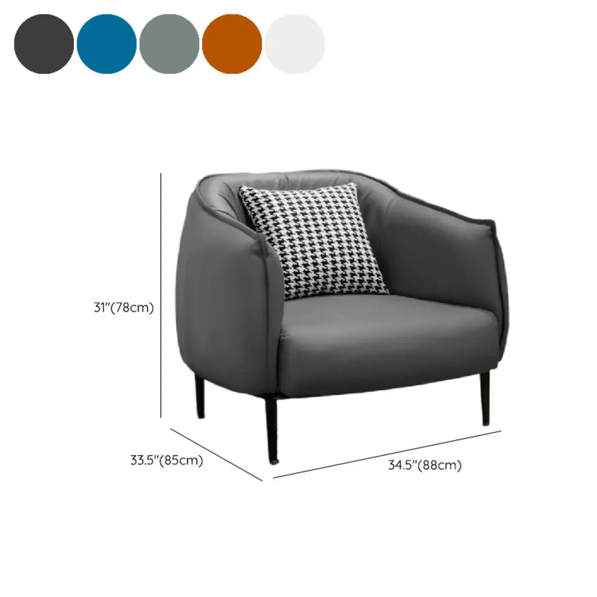 Orange Houndstooth Linen Fill Arm Chair