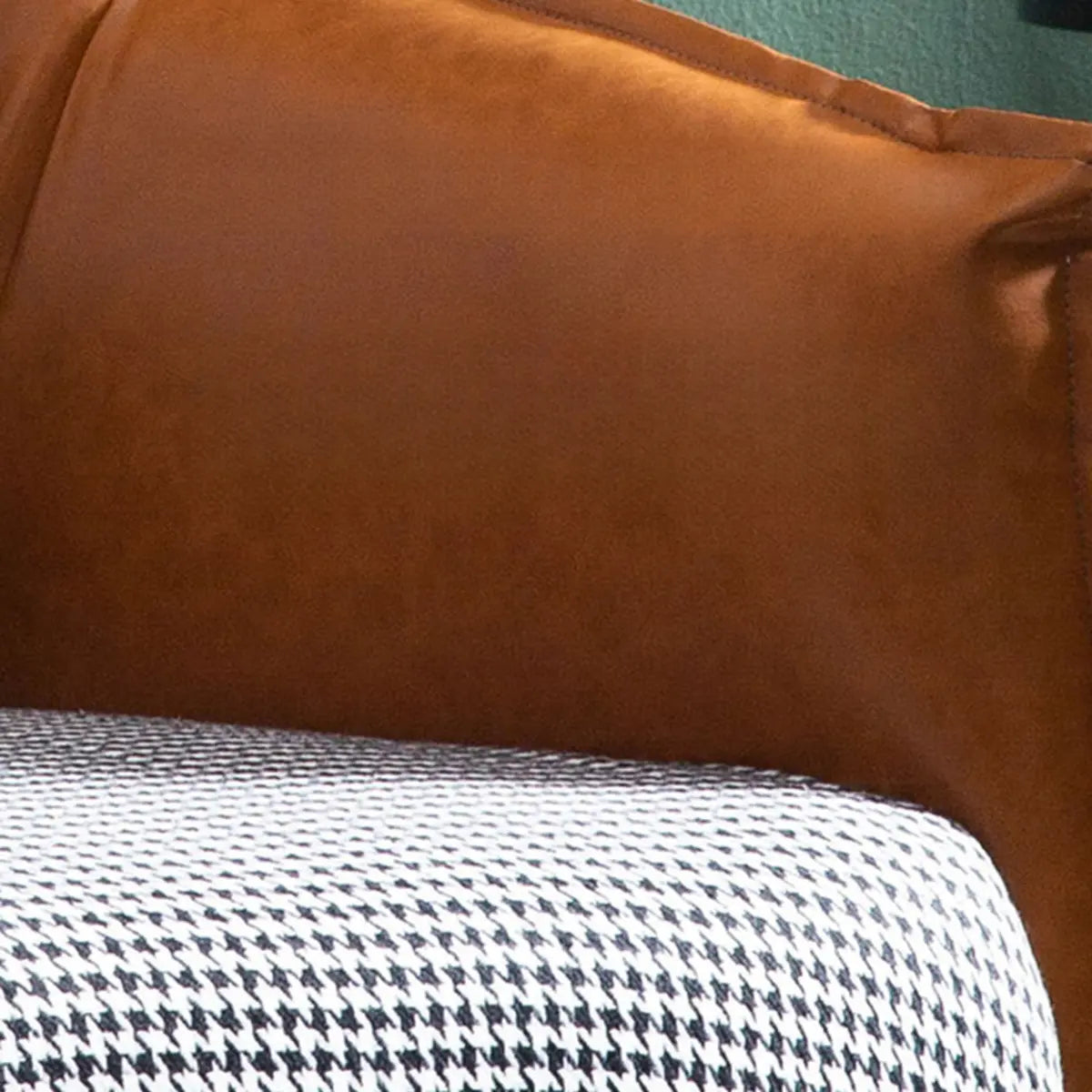 Orange Houndstooth Linen Fill Arm Chair — Green Houndstooth / Linen
