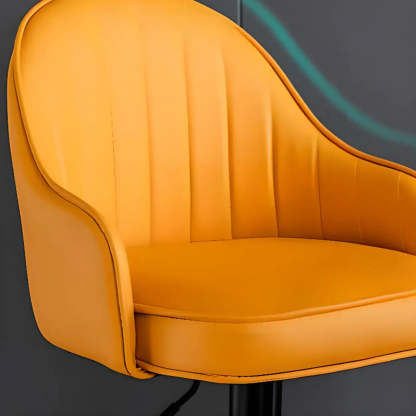 Orange Leather Adjustable Swivel Armrest Bar Stool