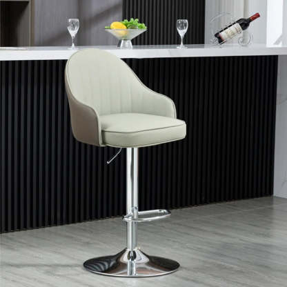 Orange Leather Adjustable Swivel Armrest Bar Stool