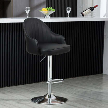 Orange Leather Adjustable Swivel Armrest Bar Stool