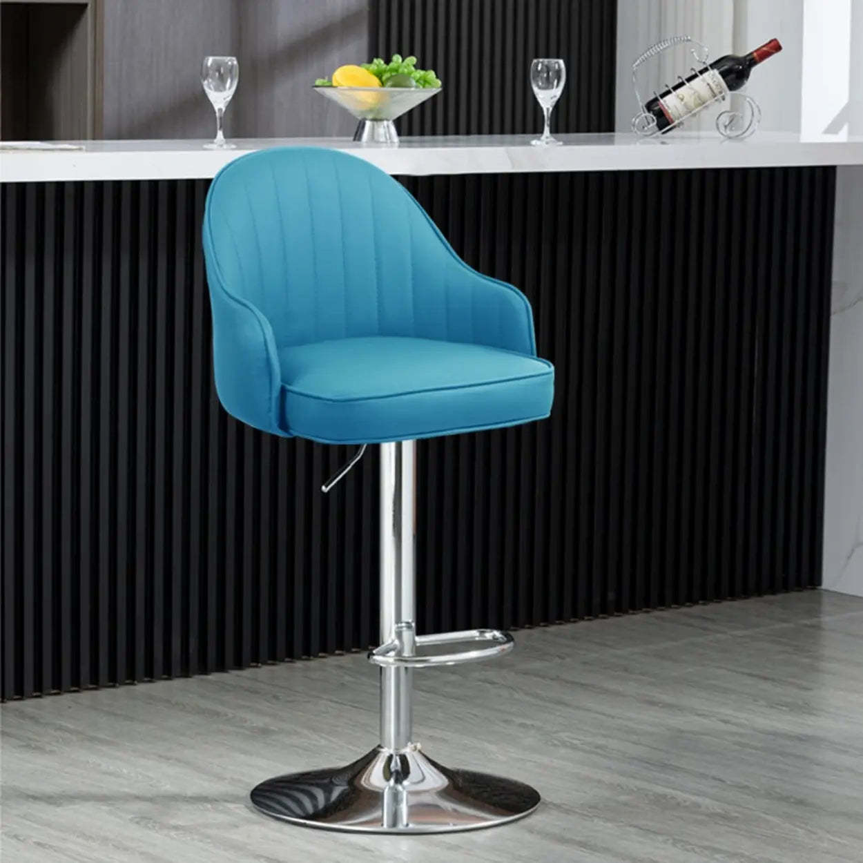 Orange Leather Adjustable Swivel Armrest Bar Stool