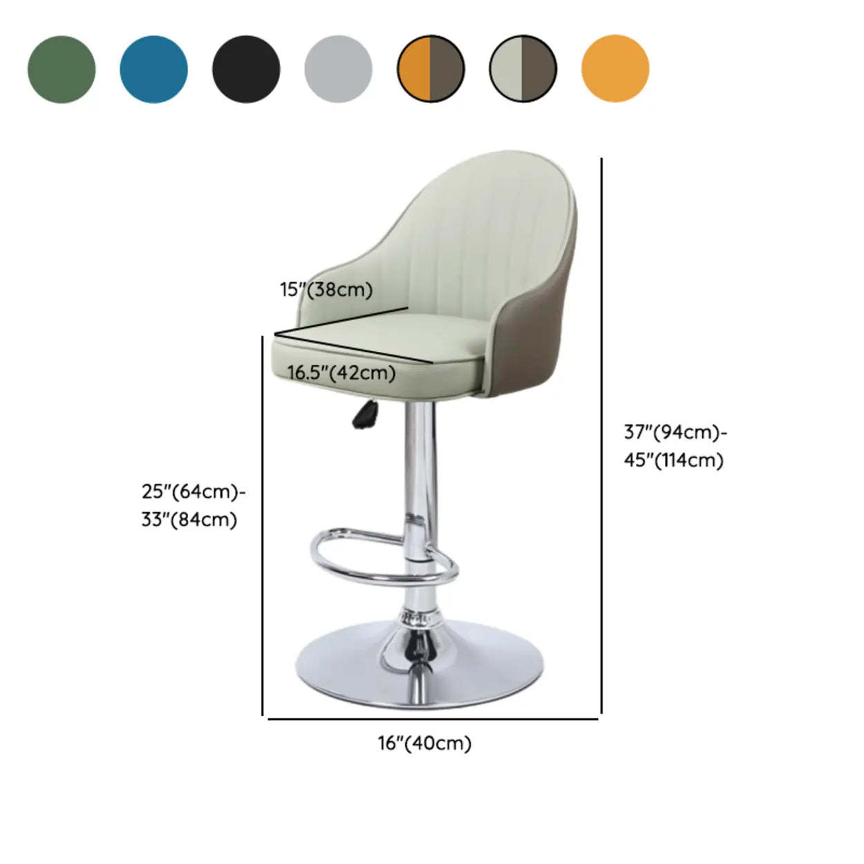 Orange Leather Adjustable Swivel Armrest Bar Stool