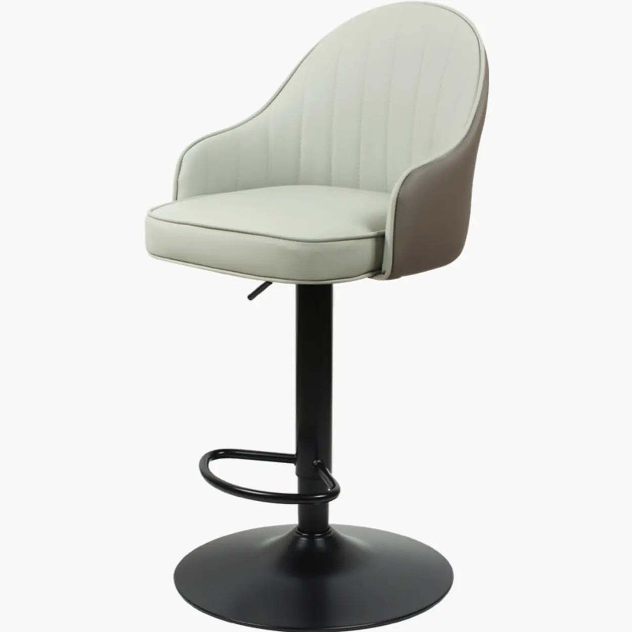 Orange Leather Adjustable Swivel Armrest Bar Stool — Dark Gray/ Light Gray / Silver
