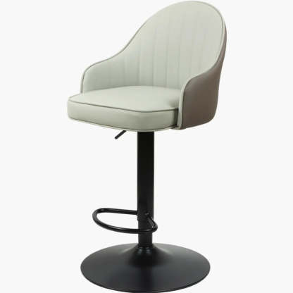 Orange Leather Adjustable Swivel Armrest Bar Stool — Dark Gray/ Light Gray / Silver