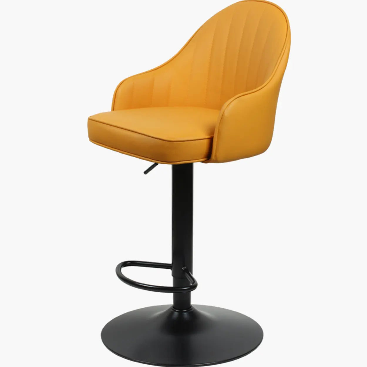 Orange Leather Adjustable Swivel Armrest Bar Stool — Green / Black