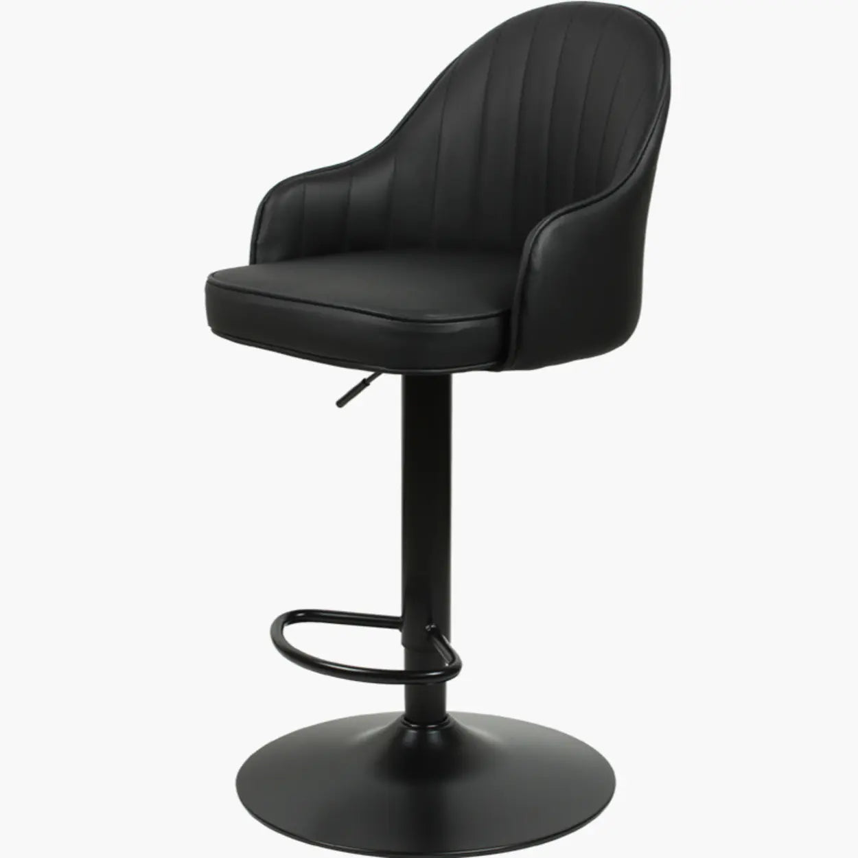 Orange Leather Adjustable Swivel Armrest Bar Stool — Orange / Silver