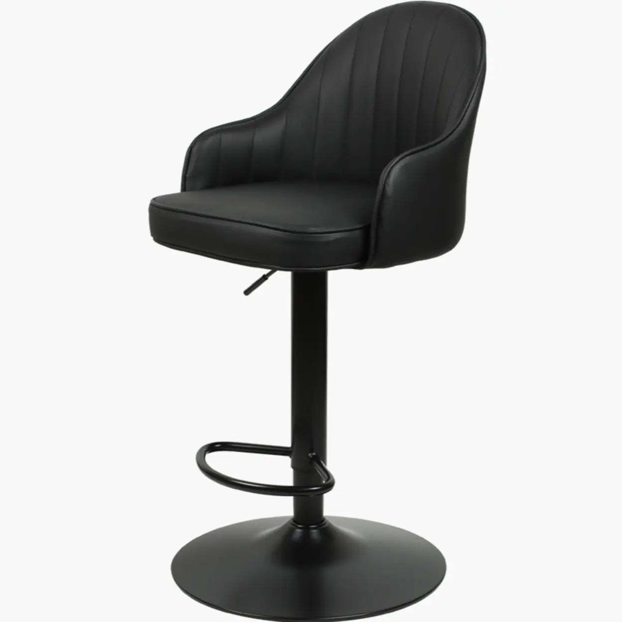 Orange Leather Adjustable Swivel Armrest Bar Stool — Orange / Silver