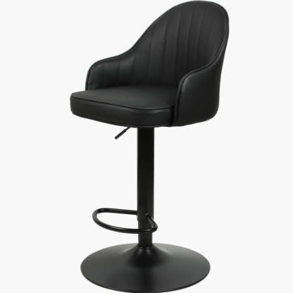 Orange Leather Adjustable Swivel Armrest Bar Stool — Orange / Silver