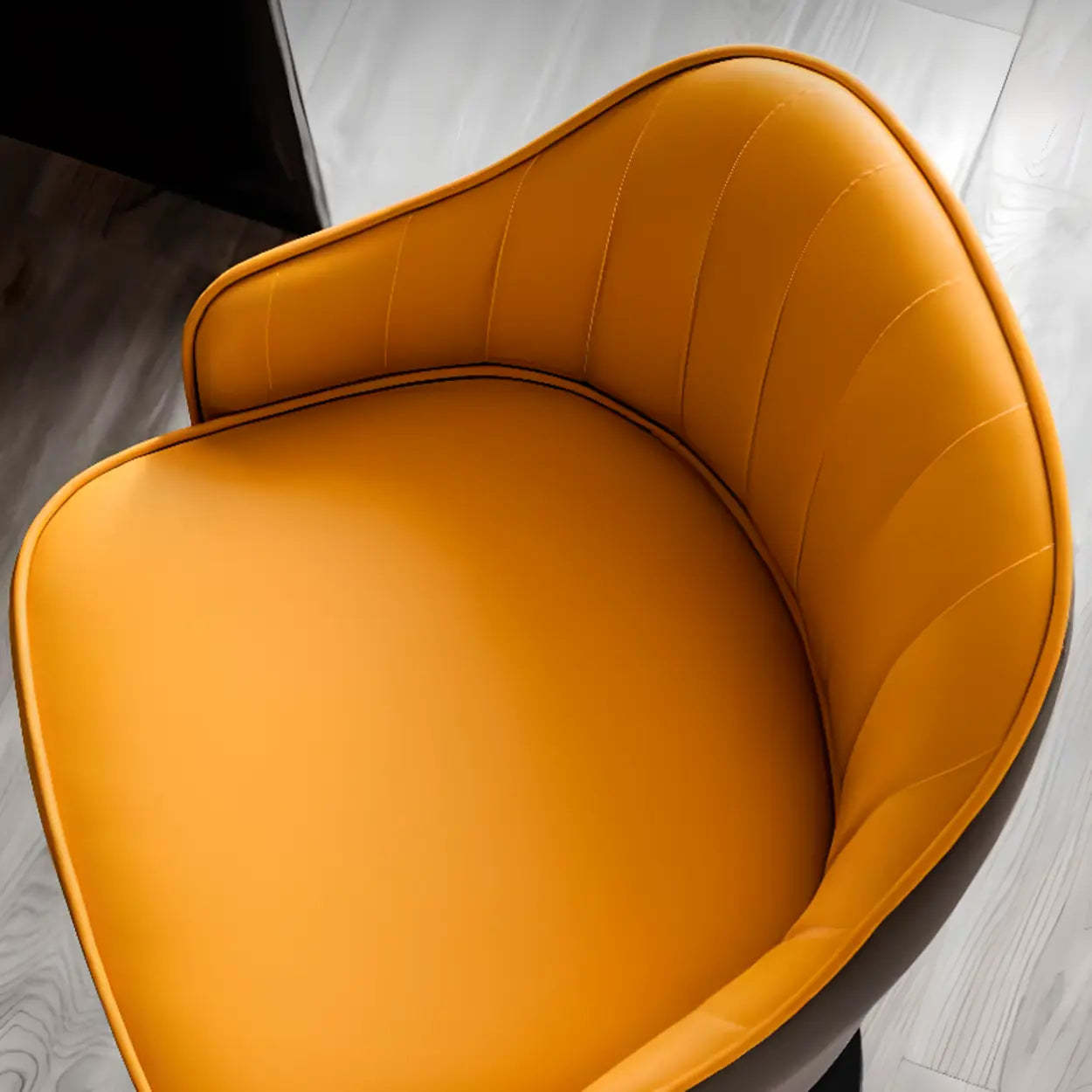 Orange Leather Adjustable Swivel Armrest Bar Stool — Orange/ Gray / Black