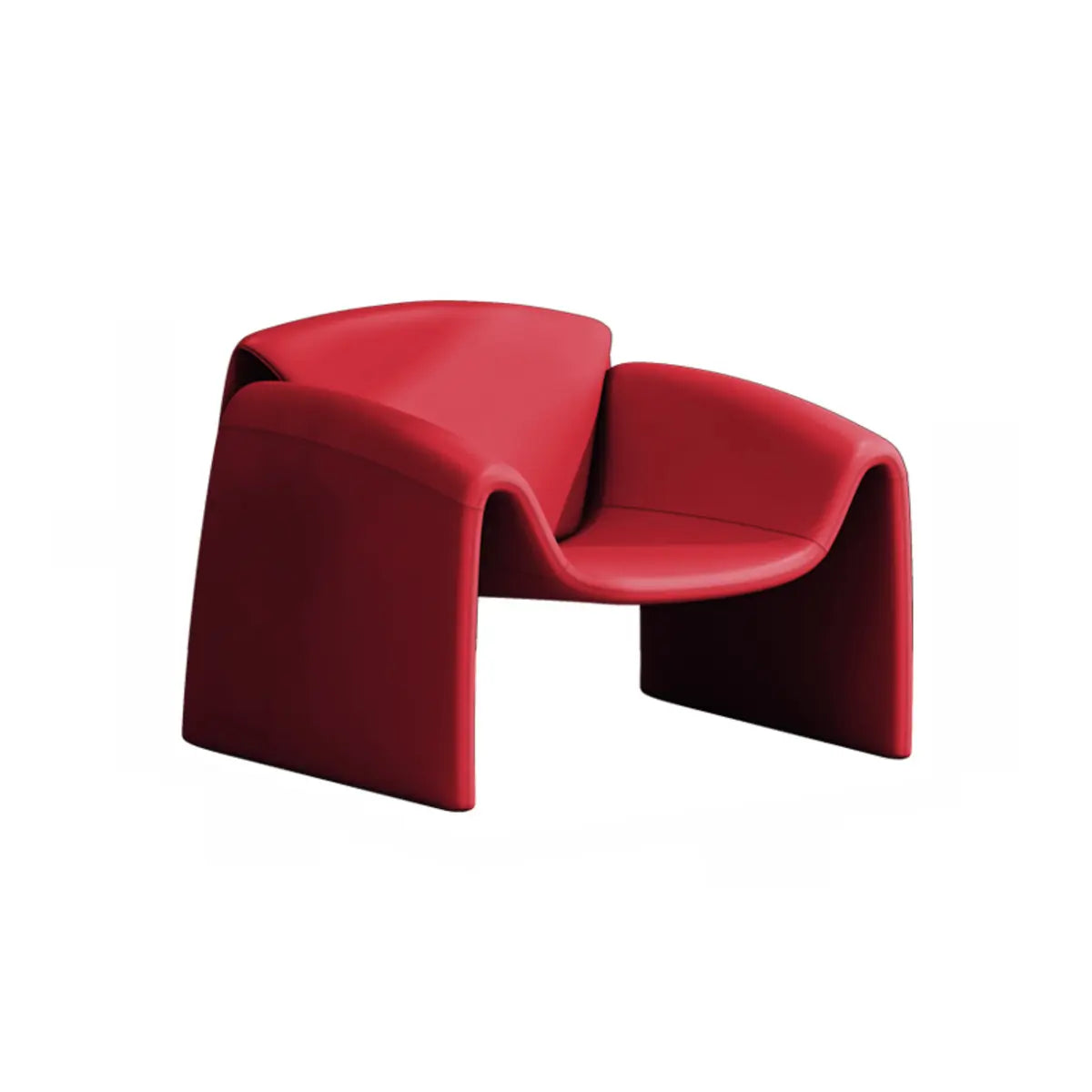 Orange Leather Sled Arm Chair with Pillow