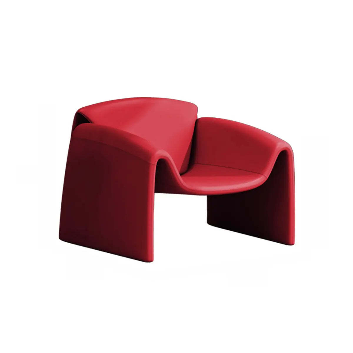 Orange Leather Sled Arm Chair with Pillow