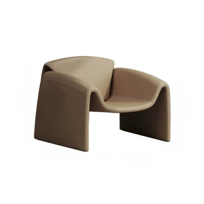 Orange Leather Sled Arm Chair with Pillow — Dark Green / Leather