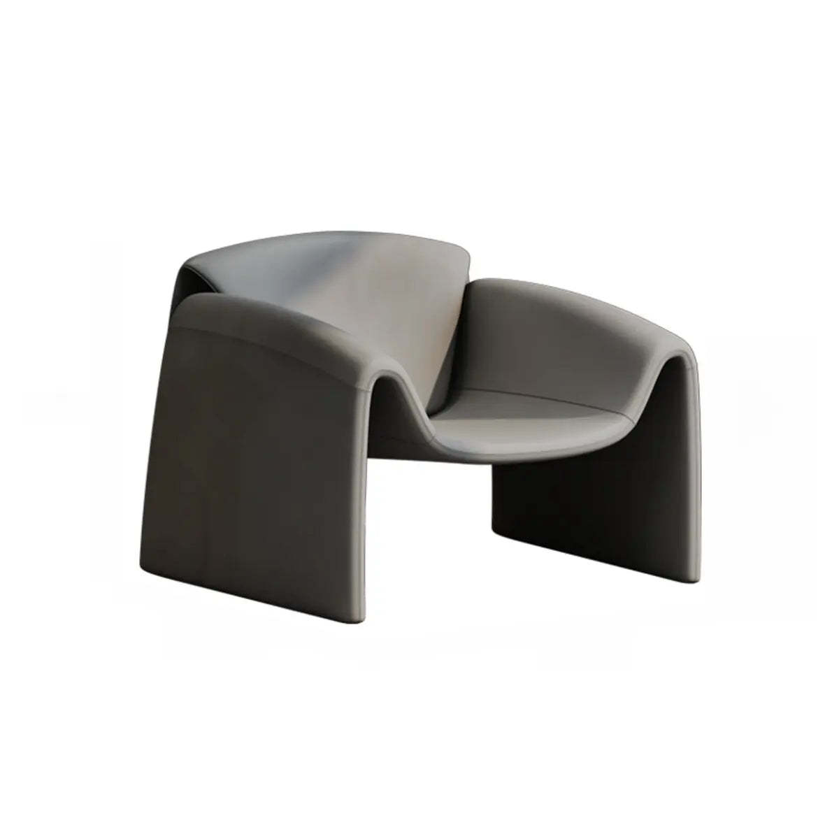 Orange Leather Sled Arm Chair with Pillow — Orange / Leather