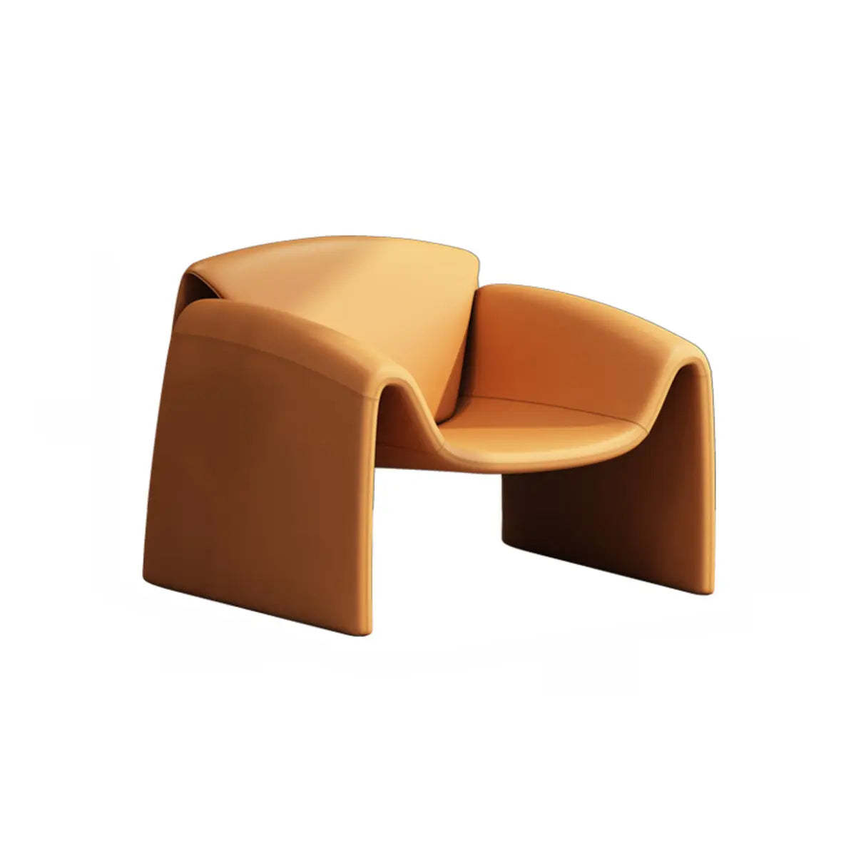 Orange Leather Sled Arm Chair with Pillow — Red / Leather