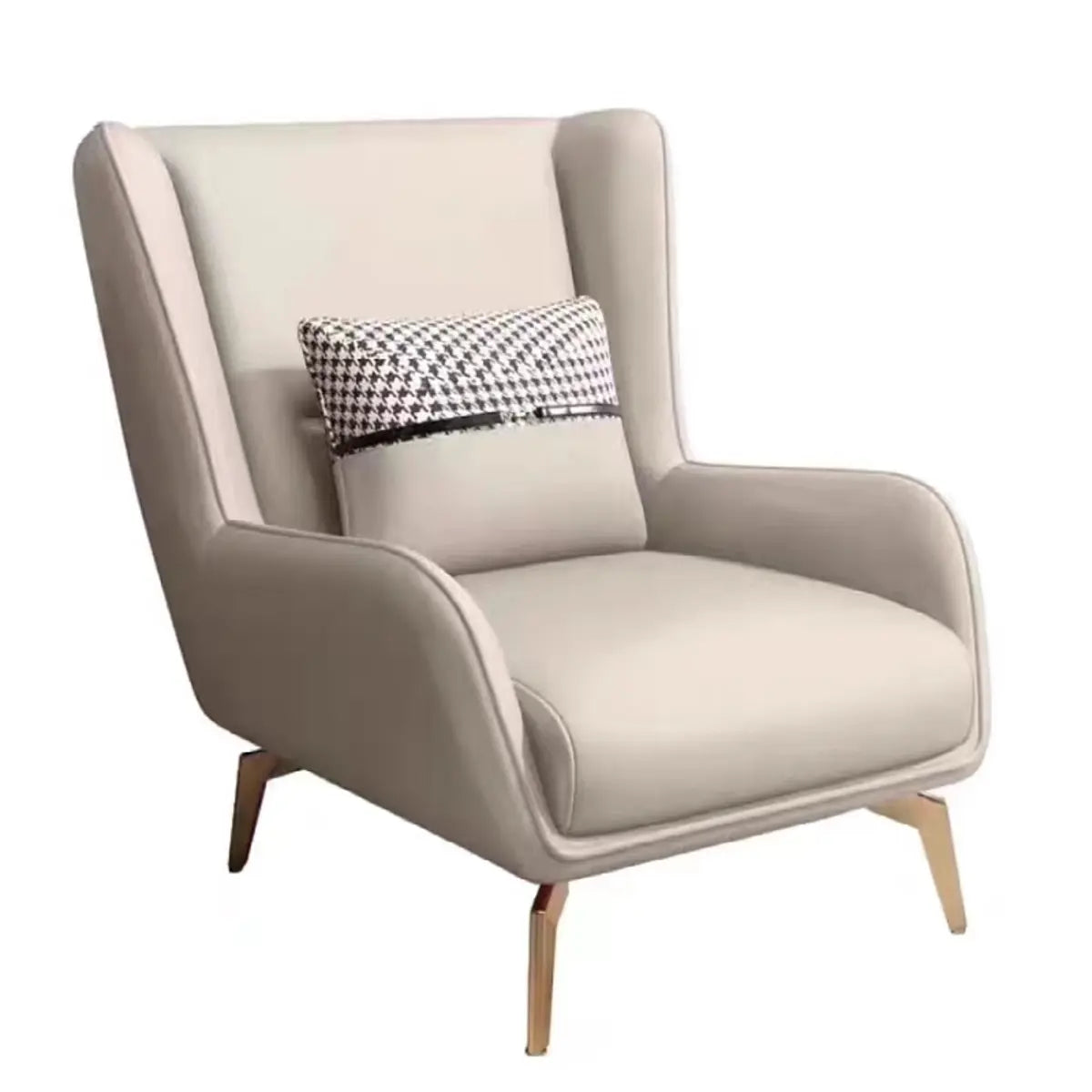Orange Pillow Back Four Leg Accent Chair with Footrest — Accent Chair with Ottoman / Orange/ Green / Microfiber Leather
