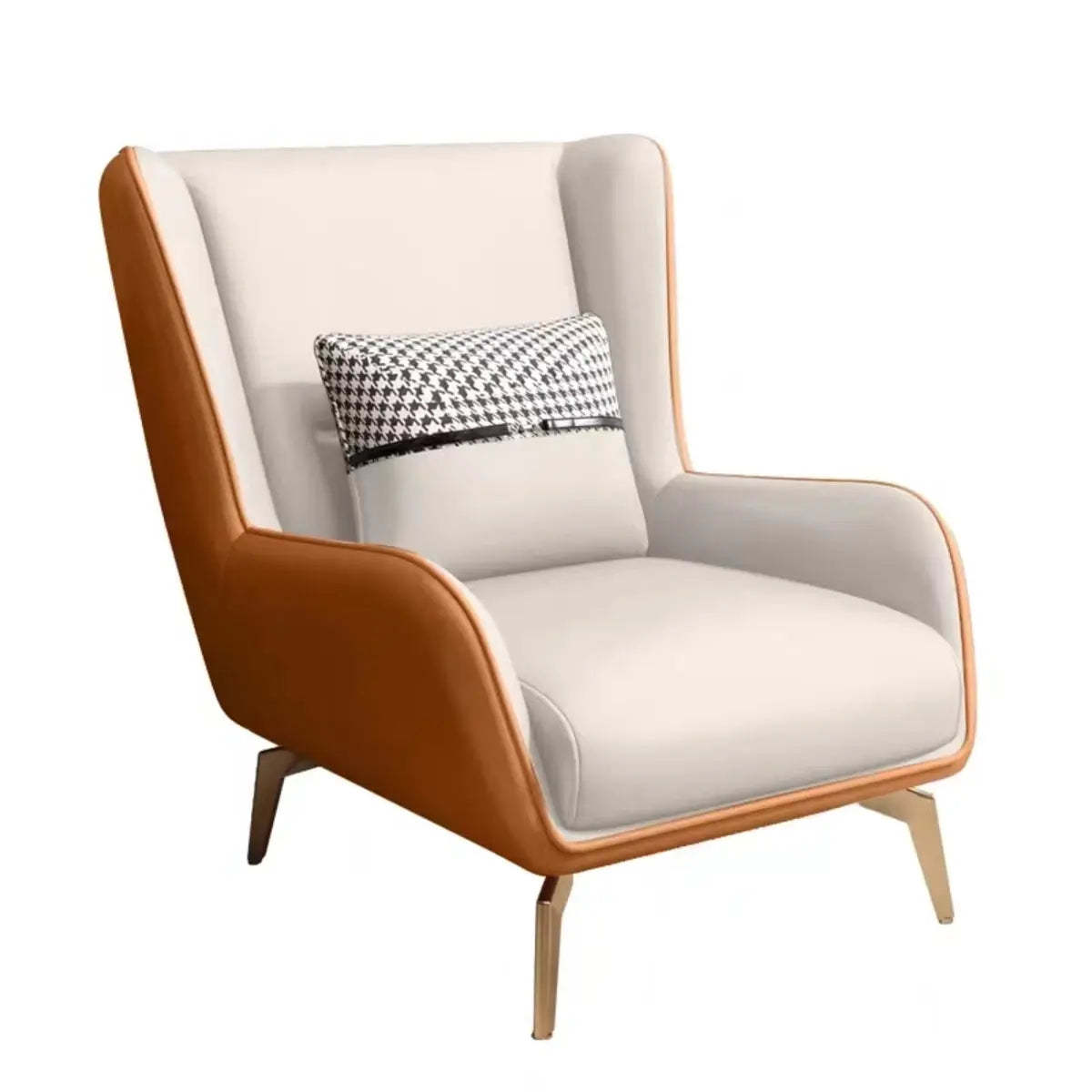 Orange Pillow Back Four Leg Accent Chair with Footrest — Single Accent Chair / Blackish Green / Tech Cloth