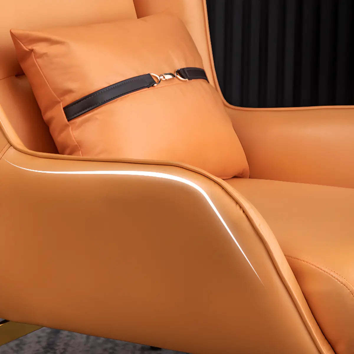 Orange Pillow Back Four Leg Accent Chair with Footrest — Single Accent Chair / Dark Gray / Tech Cloth