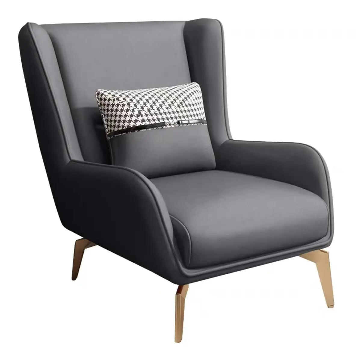 Orange Pillow Back Four Leg Accent Chair with Footrest — Single Accent Chair / Off-White / Microfiber Leather