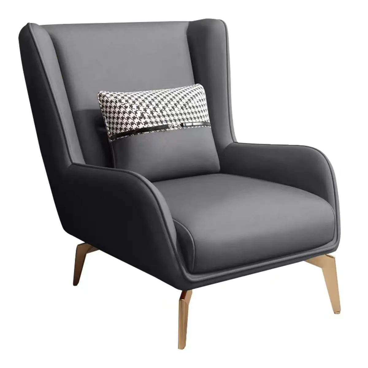 Orange Pillow Back Four Leg Accent Chair with Footrest — Single Accent Chair / Off-White / Microfiber Leather