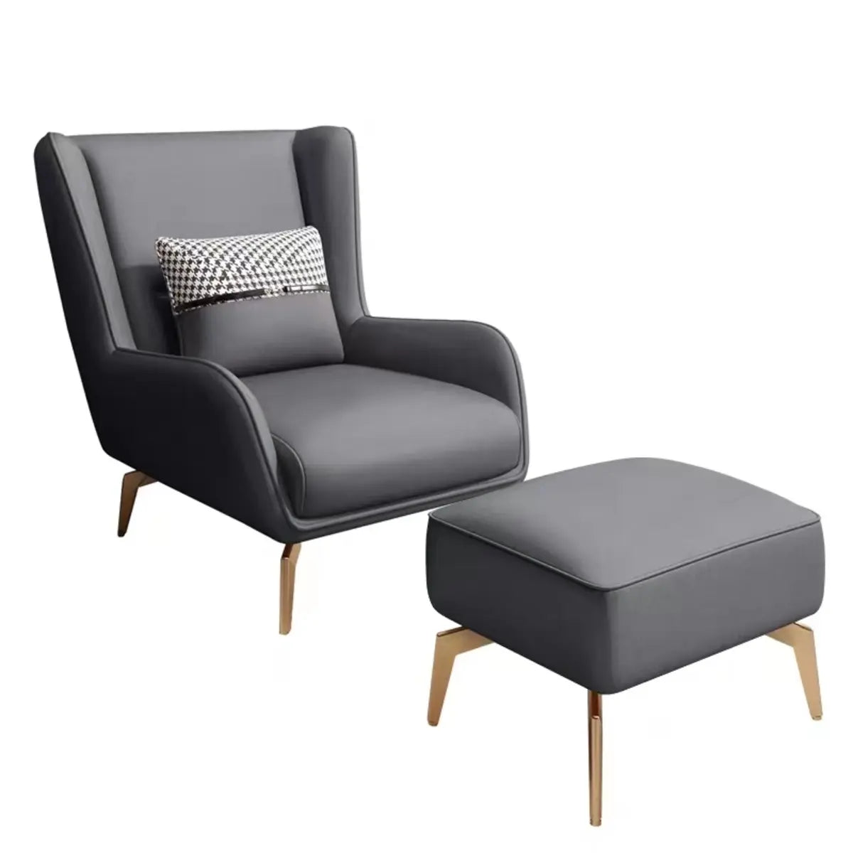 Orange Pillow Back Four Leg Accent Chair with Footrest — Single Accent Chair / Off-White / Tech Cloth