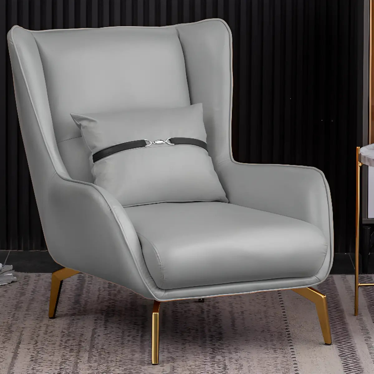 Orange Pillow Back Four Leg Accent Chair with Footrest