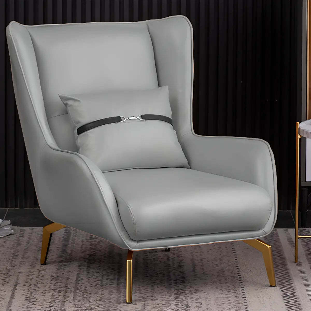 Orange Pillow Back Four Leg Accent Chair with Footrest