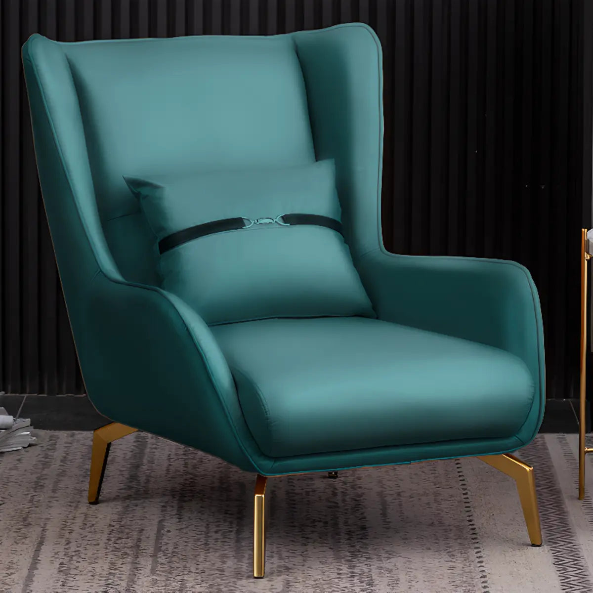 Orange Pillow Back Four Leg Accent Chair with Footrest