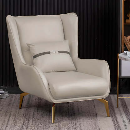 Orange Pillow Back Four Leg Accent Chair with Footrest