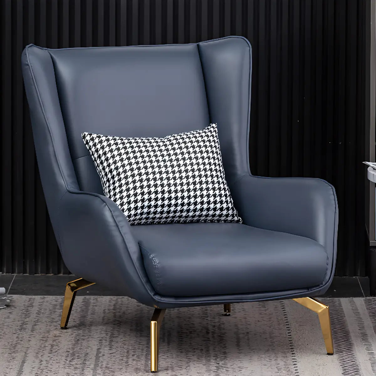 Orange Pillow Back Four Leg Accent Chair with Footrest