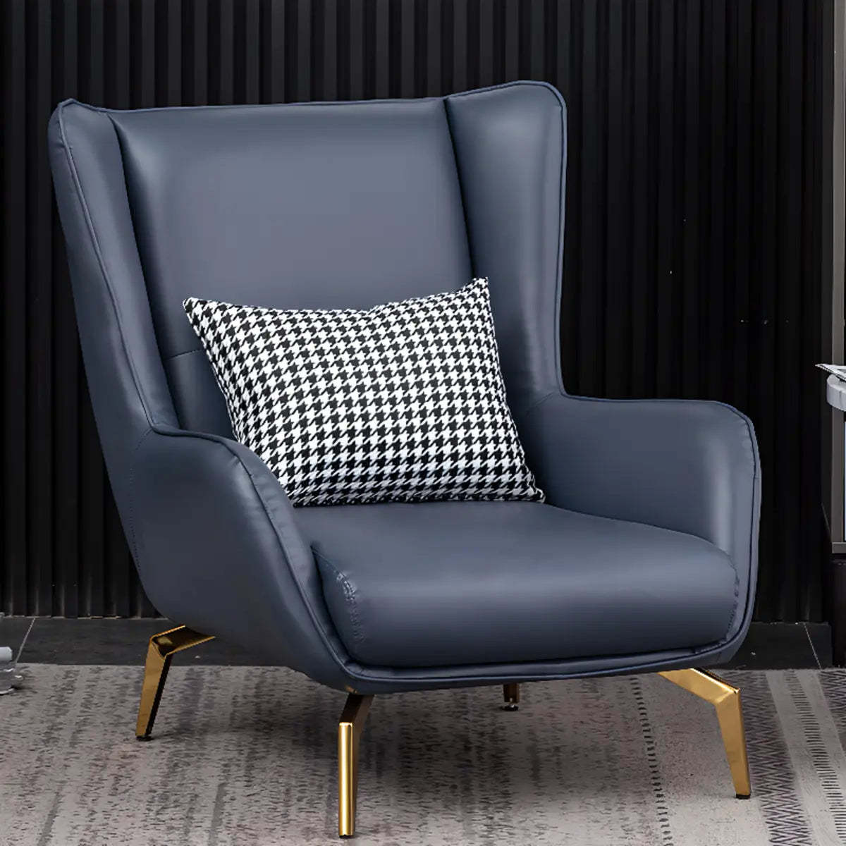 Orange Pillow Back Four Leg Accent Chair with Footrest