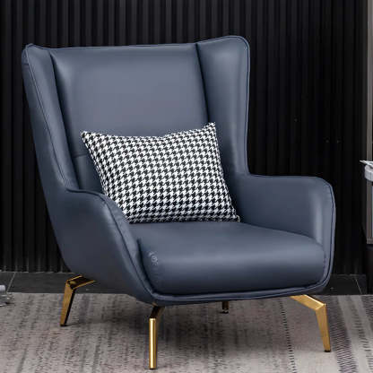 Orange Pillow Back Four Leg Accent Chair with Footrest